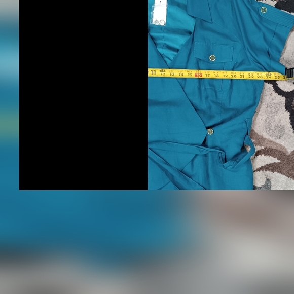 Ashley Stewart Wrap Top Plus Size 16W NWT Short Sleeve Button Accents Belted - Picture 7 of 11